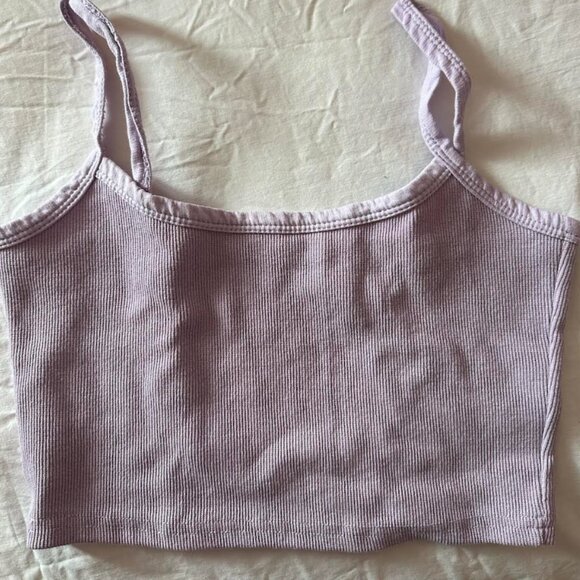 Ribbed Purple Crop Tank - Picture 1 of 2